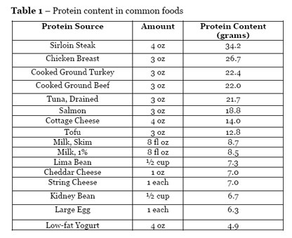 Protein Food Sources Chart